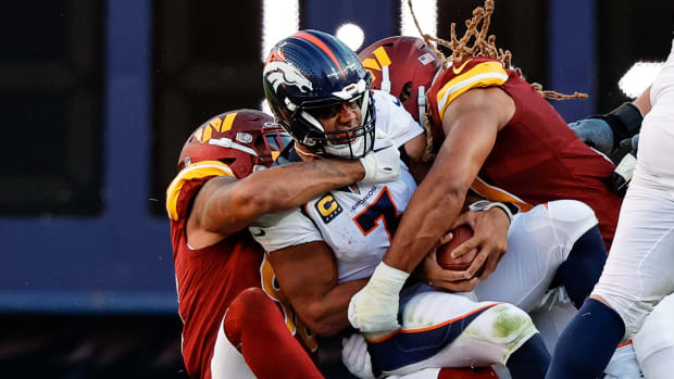 Russell Wilson sacked Cut vs Washington Commanders Isaiah J. Downing-USA TODAY Sports